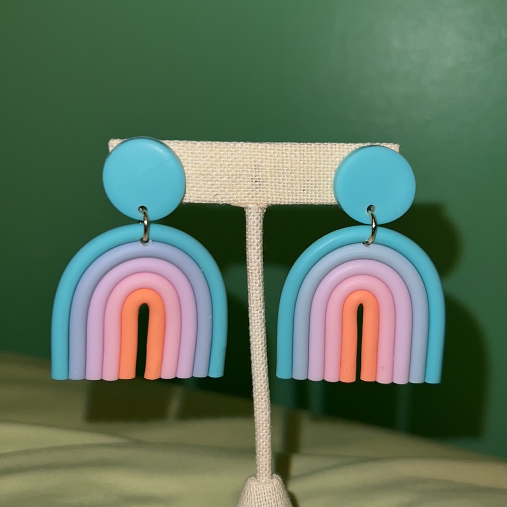 gorgeous rainbow clay earrings - Picture 9 of 9